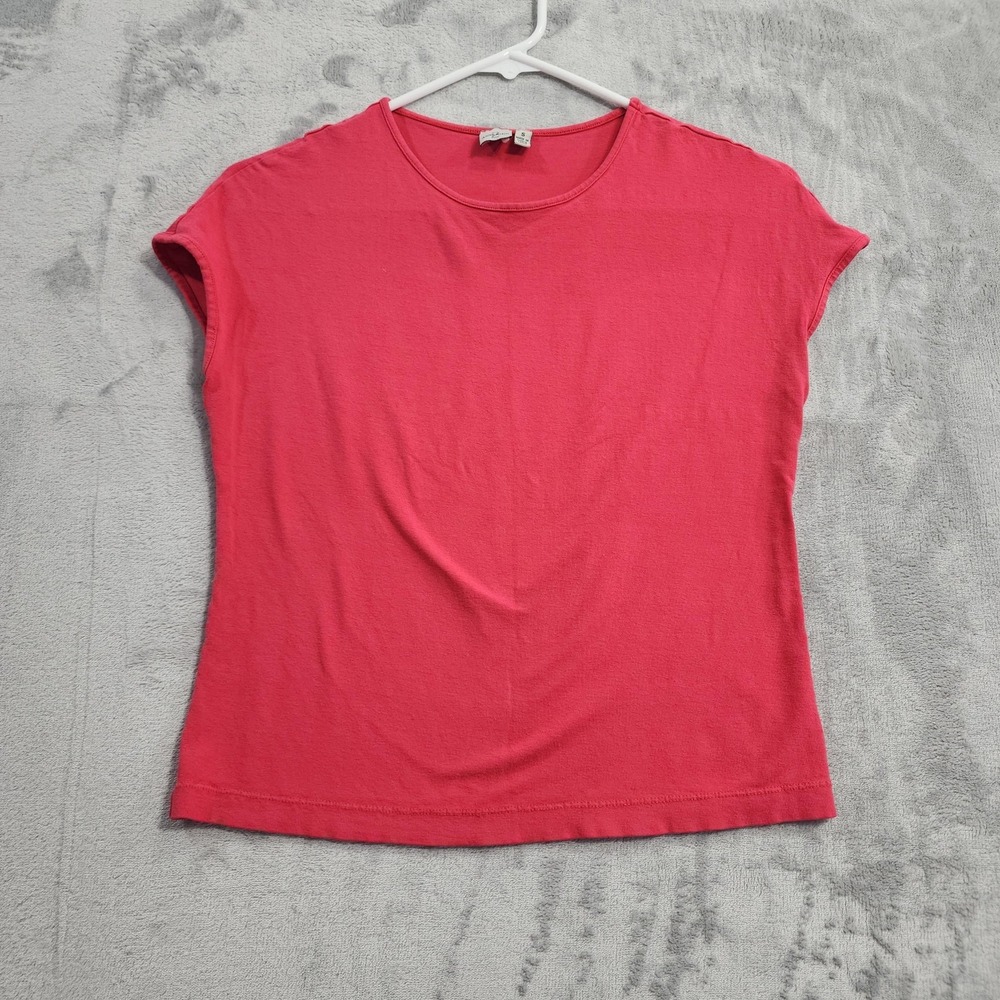 Vintage Anne Klein 2 Top Womens S Pink Crew Neck Cap Sleeve Stretch Jersey Tee
